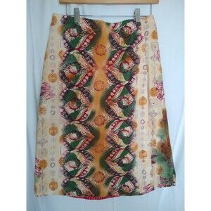 Vintage Christopher & Banks Women Sz 10 Button Wrap Skirt Knee Length Stretch